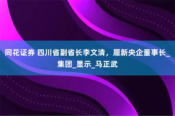同花证券 四川省副省长李文清，履新央企董事长_集团_显示_马正武
